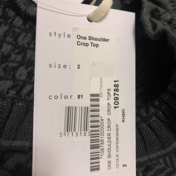 NEW CECILE COPENHAGEN sz 2 CROP One Shoulder Ruffle - Picture 6 of 8